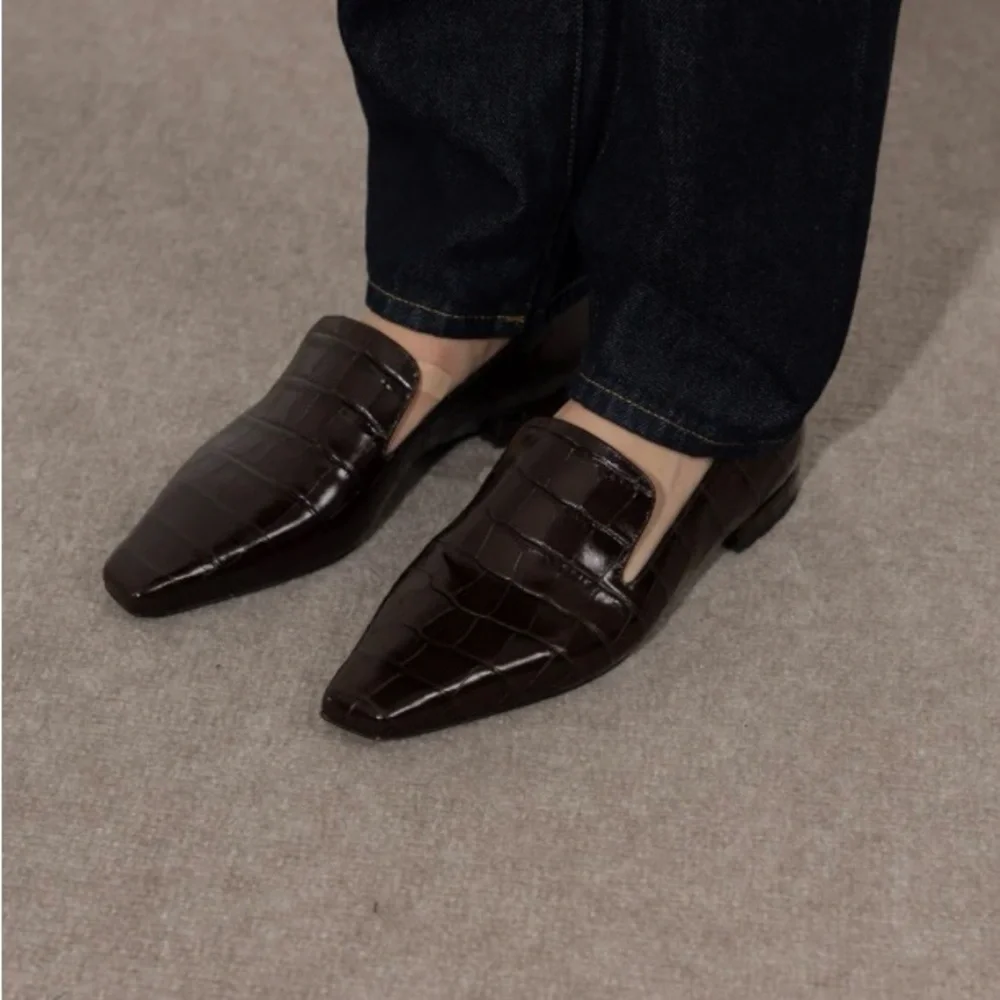 Loulou Studio 10mm Mona embossed leather loafers - Picture 1 of 4